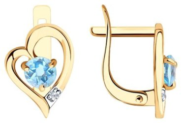 Серьги Diamant 51-320-01316-1 вес 1.57 г золото, фианит, топаз купить,174361