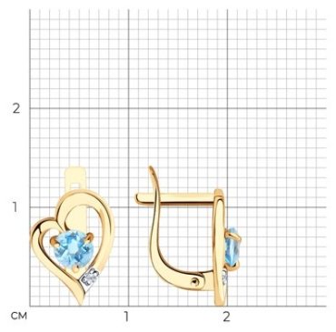 Серьги Diamant 51-320-01316-1 вес 1.57 г золото, фианит, топаз купить,174361