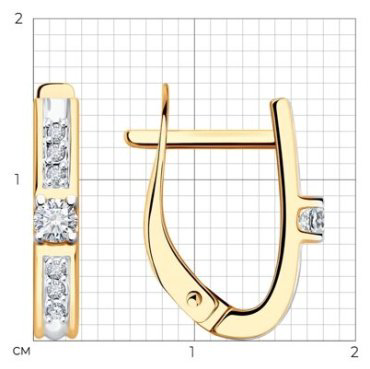 Серьги Diamant 51-120-02029-1 вес 2.08 г золото, фианит купить,183984