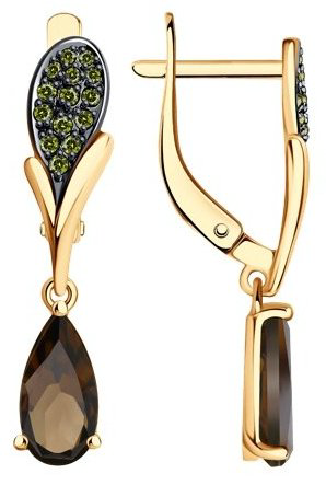 Серьги Diamant 51-321-01556-3 вес 3.38 г золото, фианит купить,323368