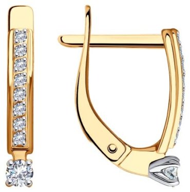 Серьги Diamant 51-120-01979-1 вес 1.71 г золото, фианит купить,189045
