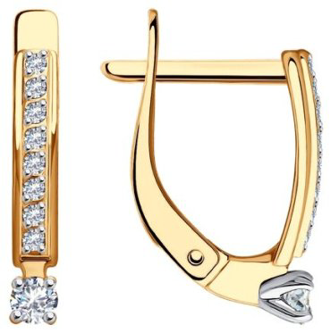 Серьги Diamant 51-120-01979-1 вес 1.71 г золото, фианит купить,189045