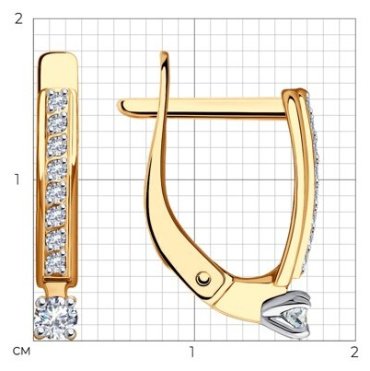 Серьги Diamant 51-120-01979-1 вес 1.71 г золото, фианит купить,189045