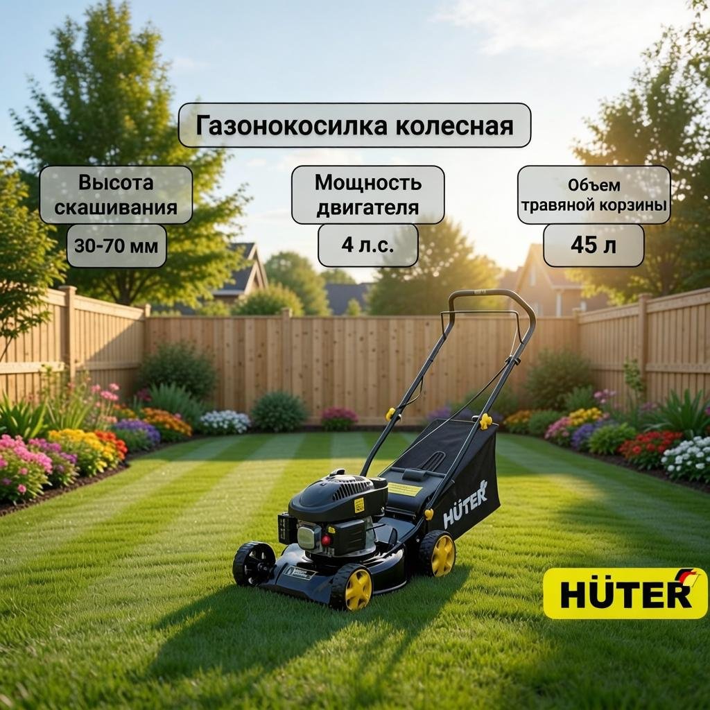 Газонокосилка колесная бензиновая Huter GLM-3.5LT купить,NaN