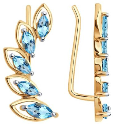 Серьги Diamant 51-320-02066-1 вес 2.33 г золото, топаз купить,187949