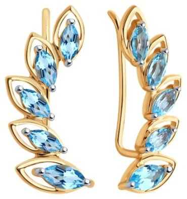 Серьги Diamant 51-320-02066-1 вес 2.33 г золото, топаз купить,187949
