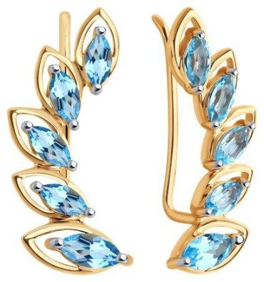 Серьги Diamant 51-320-02066-1 вес 2.33 г золото, топаз купить,187949