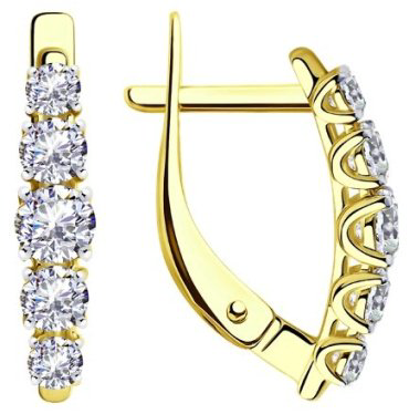 Серьги Diamant 53-120-00308-1 вес 2.3 г золото, фианит купить,240670
