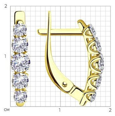 Серьги Diamant 53-120-00308-1 вес 2.3 г золото, фианит купить,240670