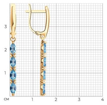 Серьги Diamant 51-321-02152-1 вес 2.89 г золото, топаз купить,305497