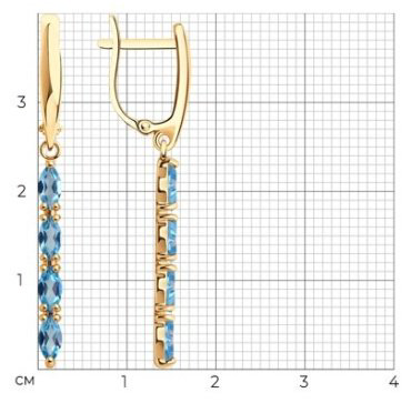 Серьги Diamant 51-321-02152-1 вес 2.89 г золото, топаз купить,305497