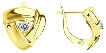 Серьги Diamant 53-120-01255-1 вес 3.15 г золото, фианит купить,254875