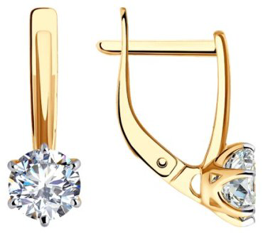 Серьги Diamant 51-120-02228-1 вес 2.41 г золото, фианит купить,NaN