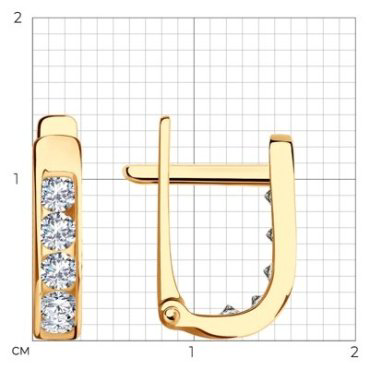 Серьги Diamant 51-120-01233-1 вес 1.72 г золото, фианит купить,141867