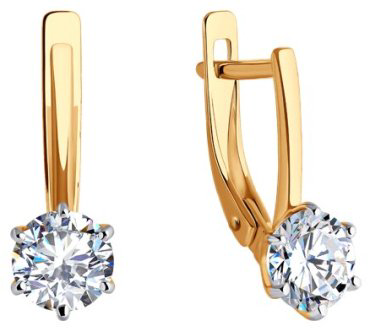 Серьги Diamant 51-120-02228-1 вес 2.41 г золото, фианит купить,NaN