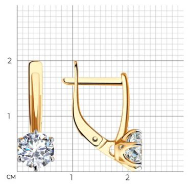 Серьги Diamant 51-120-02228-1 вес 2.41 г золото, фианит купить,NaN