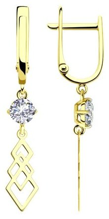 Серьги Diamant 53-121-01567-1 вес 2.25 г золото, без вставок купить,255289