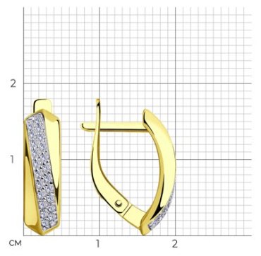 Серьги Diamant 53-120-00424-1 вес 2.4 г золото, фианит купить,269645