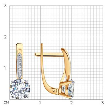 Серьги SOKOLOV 029647 вес 2.63 г золото, фианит купить,286957