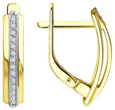 Серьги Diamant 53-220-01897-1 вес 2.4 г золото, бриллиант купить,382021
