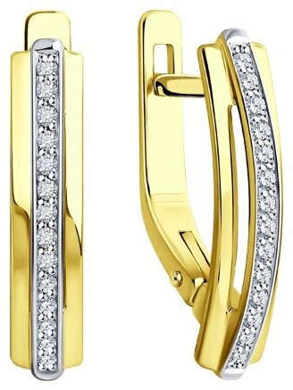 Серьги Diamant 53-220-01897-1 вес 2.4 г золото, бриллиант купить,382021