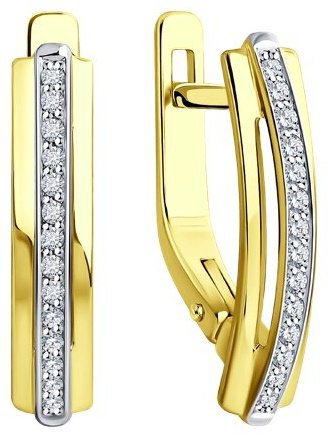 Серьги Diamant 53-220-01897-1 вес 2.4 г золото, бриллиант купить,382021