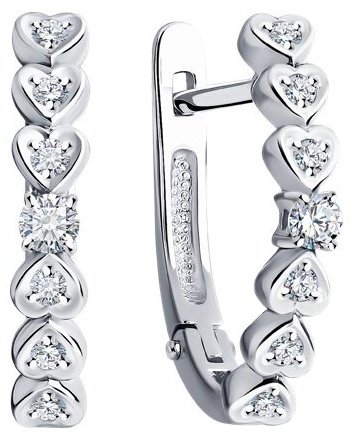 Серьги Diamant 52-220-01905-1 вес 3.08 г золото, бриллиант купить,655539