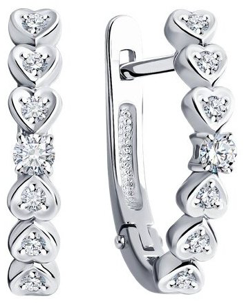 Серьги Diamant 52-220-01905-1 вес 3.08 г золото, бриллиант купить,655539