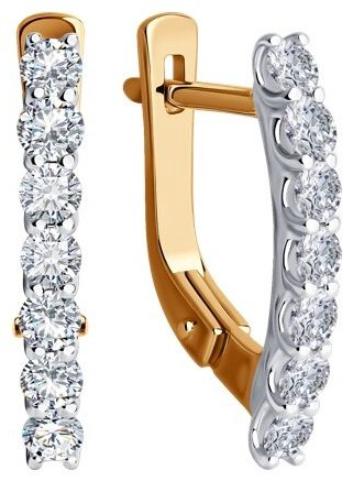 Серьги Diamant 51-220-02523-1 вес 2.55 г золото, бриллиант, рубин купить,1013776