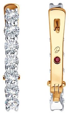 Серьги Diamant 51-220-02523-1 вес 2.55 г золото, бриллиант, рубин купить,1013776