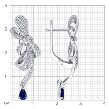 Серьги Diamant 52-221-02407-1 вес 5 г золото, бриллиант, сапфир купить,1164392