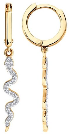 Серьги Diamant 51-121-02889-1 вес 3.35 г золото, фианит купить,264566