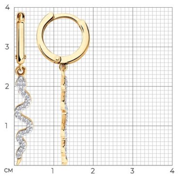 Серьги Diamant 51-121-02889-1 вес 3.35 г золото, фианит купить,264566