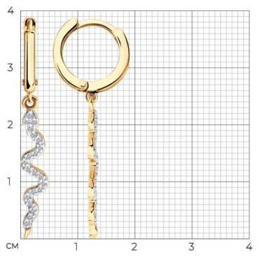 Серьги Diamant 51-121-02889-1 вес 3.35 г золото, фианит купить,264566