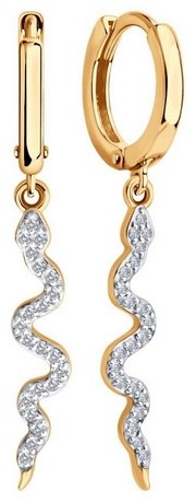 Серьги Diamant 51-121-02889-1 вес 3.35 г золото, фианит купить,264566