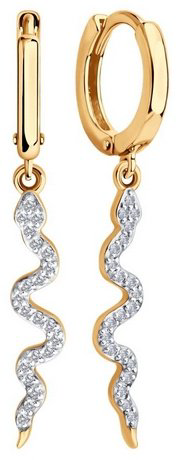 Серьги Diamant 51-121-02889-1 вес 3.35 г золото, фианит купить,264566