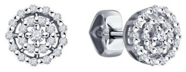 Пусеты Diamant 52-222-02092-1 вес 1.33 г золото, бриллиант купить,326873