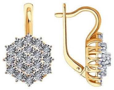 Серьги Diamant 51-220-00720-1 вес 5.36 г золото, бриллиант купить,978261