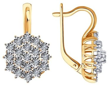 Серьги Diamant 51-220-00720-1 вес 5.36 г золото, бриллиант купить,978261