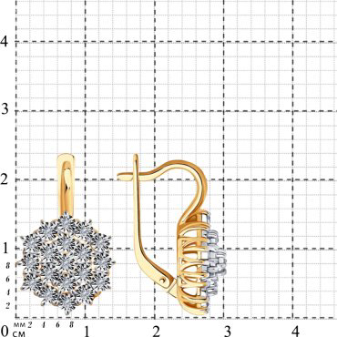 Серьги Diamant 51-220-00720-1 вес 5.36 г золото, бриллиант купить,978261