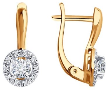 Серьги Diamant 51-220-02422-1 вес 2.55 г золото, бриллиант купить,2256826