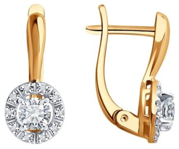 Серьги Diamant 51-220-02422-1 вес 2.55 г золото, бриллиант купить,2256826