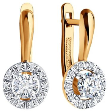 Серьги Diamant 51-220-02422-1 вес 2.55 г золото, бриллиант купить,2256826