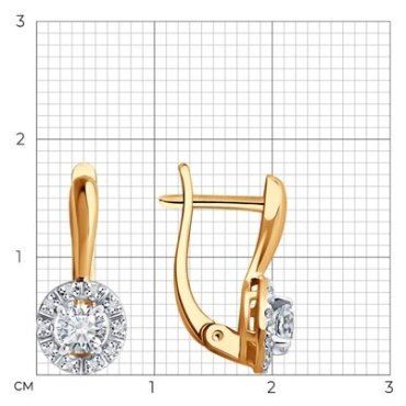 Серьги Diamant 51-220-02422-1 вес 2.55 г золото, бриллиант купить,2256826