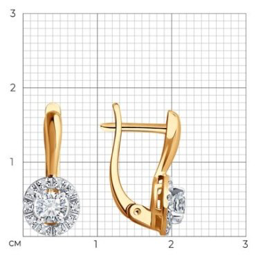 Серьги Diamant 51-220-02422-1 вес 2.55 г золото, бриллиант купить,2256826