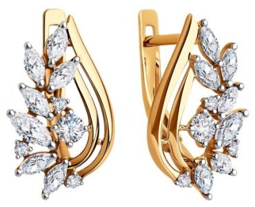 Серьги SOKOLOV 028630 вес 3.12 г золото, фианит купить,347915