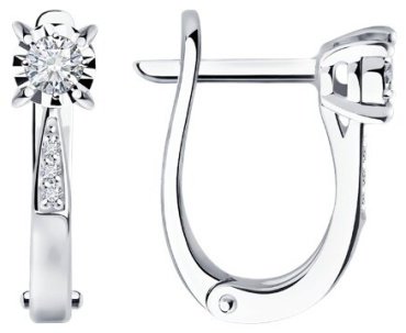 Серьги Diamant 52-220-01673-1 вес 2.44 г золото, бриллиант купить,617367