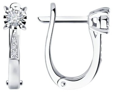 Серьги Diamant 52-220-01673-1 вес 2.44 г золото, бриллиант купить,617367