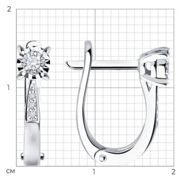 Серьги Diamant 52-220-01673-1 вес 2.44 г золото, бриллиант купить,617367