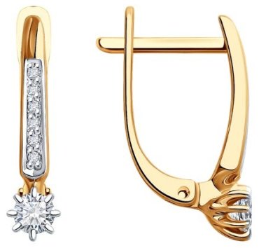 Серьги Diamant 51-220-01771-1 вес 2.01 г золото, бриллиант купить,669773